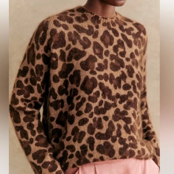 Sezane Brown Leopard Print Sweater - Picture 1 of 7